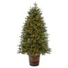 5 Ft. Pre-Lit LED Porch Artificial Christmas Tree With 200-Lights And 497 Bendable Branches In Decorative Planter -Christmas Gift Shop nearly natural pre lit christmas trees t3282 64 1000