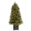 5 Ft. LED Fir Flocked Dusted Artificial Christmas Tree With 300-Lights, 514 Bendable Branches And Pinecones In Planter 1 5 Ft. LED Fir Flocked Dusted Artificial Christmas Tree With 300-Lights, 514 Bendable Branches And Pinecones In Planter -Christmas Gift Shop nearly natural pre lit christmas trees t3283 64 1000