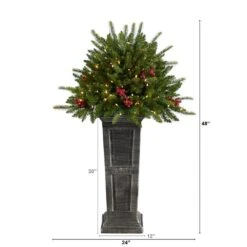 4 Ft. Holiday Artificial Christmas Plant Pre-Lit And Glittered On Pedestal With 150 Multicolored LED Lights -Christmas Gift Shop nearly natural pre lit christmas trees t3284 c3 1000