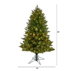 4 Ft. Vermont Spruce Faux Christmas Tree With 200 Color Changing (Remote Control) LED Lights And 400 Bendable Branches -Christmas Gift Shop nearly natural pre lit christmas trees t3290 c3 1000