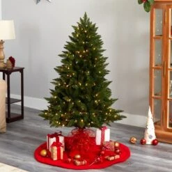 5 Ft. Vermont Spruce Artificial Christmas Tree With 250 Color Changing LED Lights & 586 Bendable Branches -Christmas Gift Shop nearly natural pre lit christmas trees t3291 31 1000