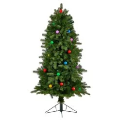 5 Ft. Montana Mountain Fir Artificial Christmas Tree With 300 Multi Color LED Lights, 30 Globe Bulbs & Bendable Branches 14 5 Ft. Montana Mountain Fir Artificial Christmas Tree With 300 Multi Color LED Lights, 30 Globe Bulbs & Bendable Branches -Christmas Gift Shop nearly natural pre lit christmas trees t3294 4f 1000