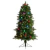 5 Ft. Montana Mountain Fir Artificial Christmas Tree With 300 Multi Color LED Lights, 30 Globe Bulbs & Bendable Branches