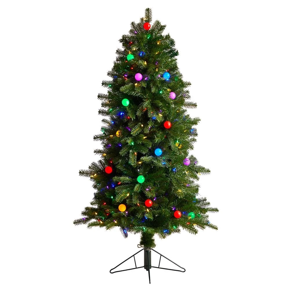 5 Ft. Montana Mountain Fir Artificial Christmas Tree With 300 Multi Color LED Lights, 30 Globe Bulbs & Bendable Branches 3 5 Ft. Montana Mountain Fir Artificial Christmas Tree With 300 Multi Color LED Lights, 30 Globe Bulbs & Bendable Branches