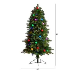 5 Ft. Montana Mountain Fir Artificial Christmas Tree With 300 Multi Color LED Lights, 30 Globe Bulbs & Bendable Branches 13 5 Ft. Montana Mountain Fir Artificial Christmas Tree With 300 Multi Color LED Lights, 30 Globe Bulbs & Bendable Branches -Christmas Gift Shop nearly natural pre lit christmas trees t3294 c3 1000