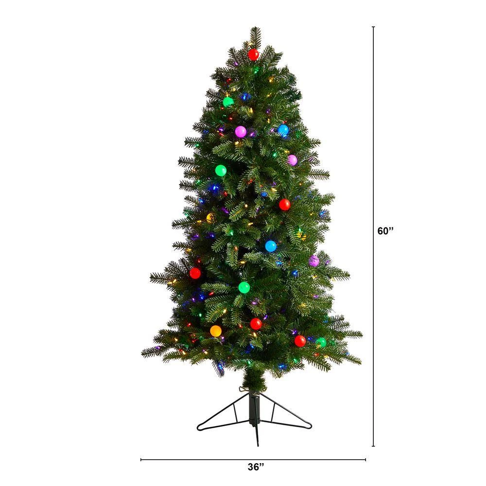 5 Ft. Montana Mountain Fir Artificial Christmas Tree With 300 Multi Color LED Lights, 30 Globe Bulbs & Bendable Branches 5 5 Ft. Montana Mountain Fir Artificial Christmas Tree With 300 Multi Color LED Lights, 30 Globe Bulbs & Bendable Branches - Image 3