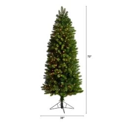 6 Ft. Pre-Lit LED Slim Virginia Spruce Artificial Christmas Tree With 300 Warm White Multi-Function Lights -Christmas Gift Shop nearly natural pre lit christmas trees t3297 c3 1000