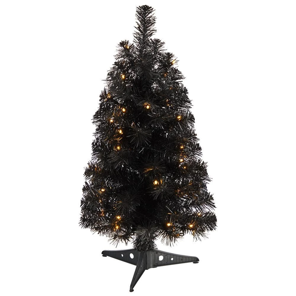 2 Ft. Black Artificial Christmas Tree With 35 LED Lights And 72 Bendable Branches 3 2 Ft. Black Artificial Christmas Tree With 35 LED Lights And 72 Bendable Branches