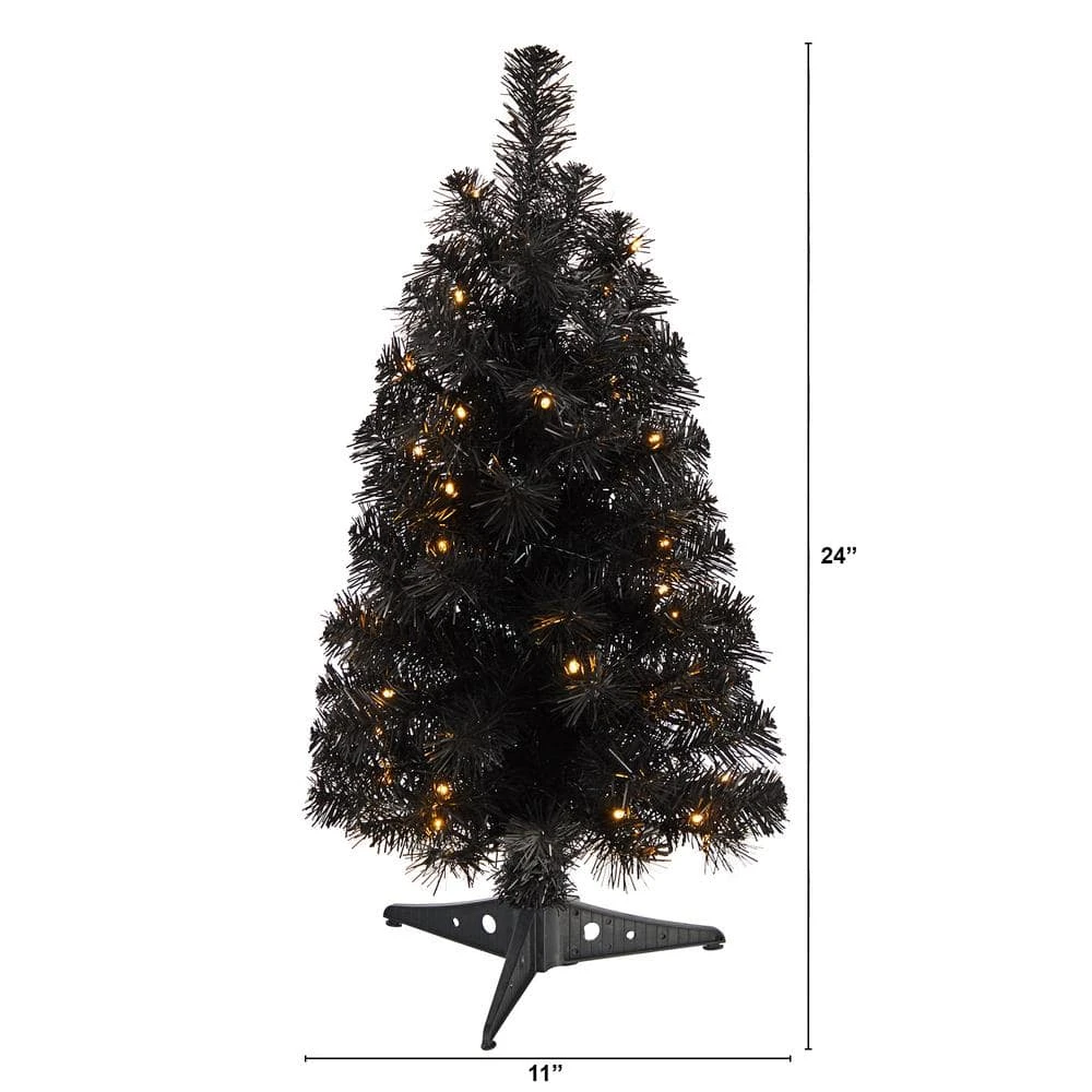 2 Ft. Black Artificial Christmas Tree With 35 LED Lights And 72 Bendable Branches 5 2 Ft. Black Artificial Christmas Tree With 35 LED Lights And 72 Bendable Branches - Image 3