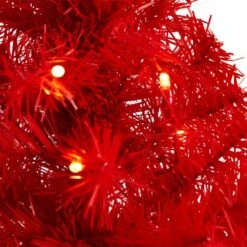 2 Ft. Red Artificial Christmas Tree With 35 LED Lights And 72 Bendable Branches -Christmas Gift Shop nearly natural pre lit christmas trees t3302 4f 1000