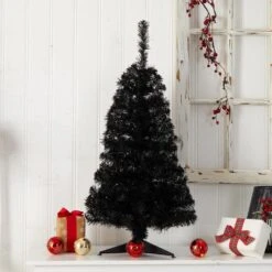 3 Ft. Black Artificial Christmas Tree With 50 LED Lights And 118 Bendable Branches 18 3 Ft. Black Artificial Christmas Tree With 50 LED Lights And 118 Bendable Branches -Christmas Gift Shop nearly natural pre lit christmas trees t3305 76 1000