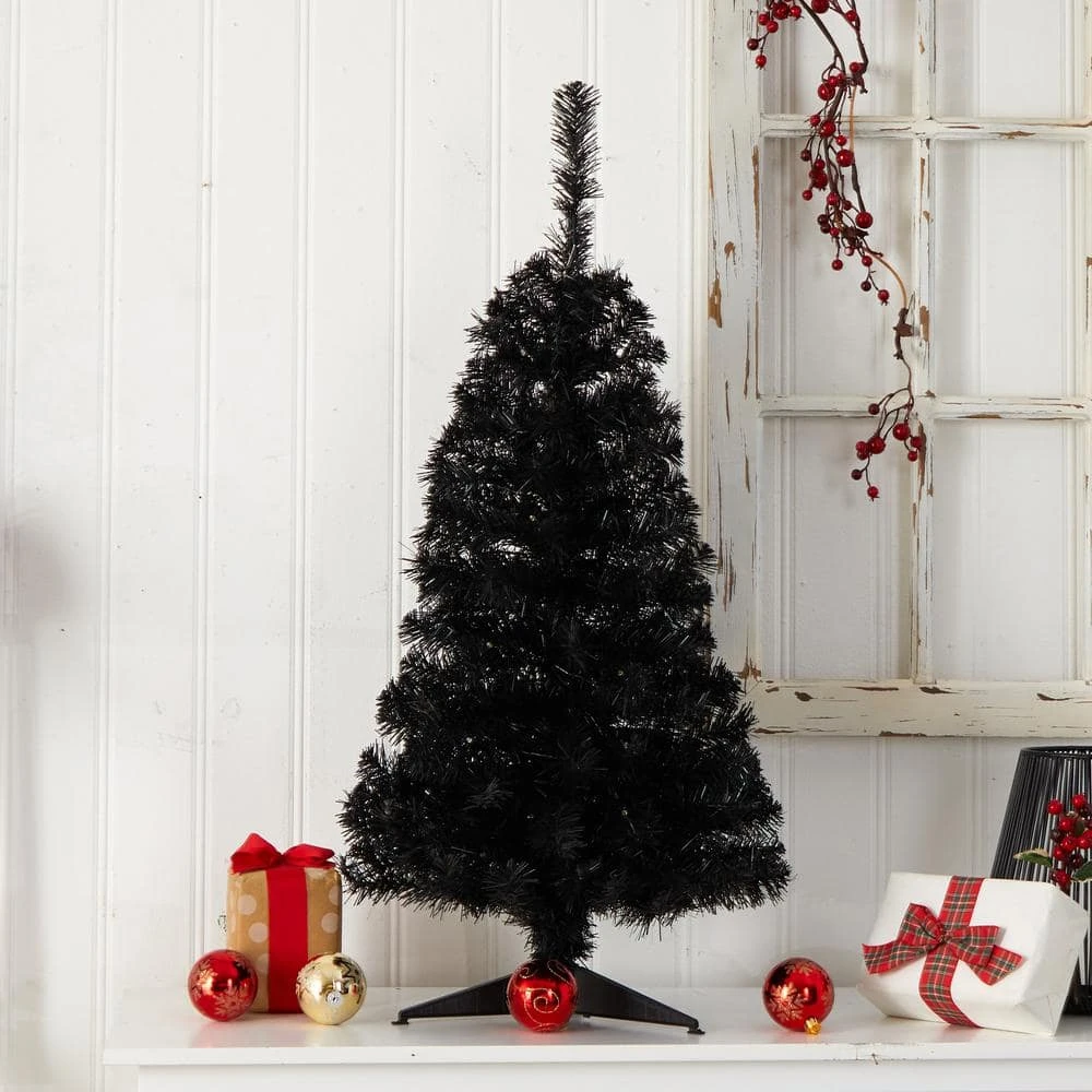 3 Ft. Black Artificial Christmas Tree With 50 LED Lights And 118 Bendable Branches 10 3 Ft. Black Artificial Christmas Tree With 50 LED Lights And 118 Bendable Branches - Image 8