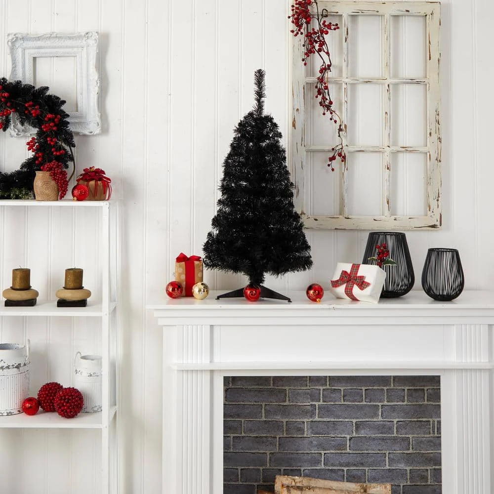 3 Ft. Black Artificial Christmas Tree With 50 LED Lights And 118 Bendable Branches 4 3 Ft. Black Artificial Christmas Tree With 50 LED Lights And 118 Bendable Branches - Image 2