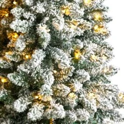 5 Ft. Pre-Lit LED Slim Flocked Montreal Fir Artificial Christmas Tree With 150 Warm White Lights 17 5 Ft. Pre-Lit LED Slim Flocked Montreal Fir Artificial Christmas Tree With 150 Warm White Lights -Christmas Gift Shop nearly natural pre lit christmas trees t3309 1f 1000