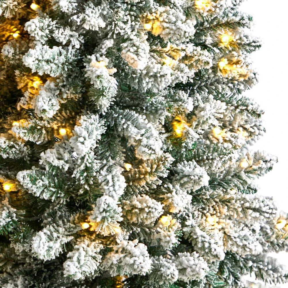 5 Ft. Pre-Lit LED Slim Flocked Montreal Fir Artificial Christmas Tree With 150 Warm White Lights 8 5 Ft. Pre-Lit LED Slim Flocked Montreal Fir Artificial Christmas Tree With 150 Warm White Lights - Image 6