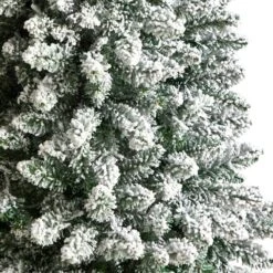 5 Ft. Pre-Lit LED Slim Flocked Montreal Fir Artificial Christmas Tree With 150 Warm White Lights 18 5 Ft. Pre-Lit LED Slim Flocked Montreal Fir Artificial Christmas Tree With 150 Warm White Lights -Christmas Gift Shop nearly natural pre lit christmas trees t3309 44 1000