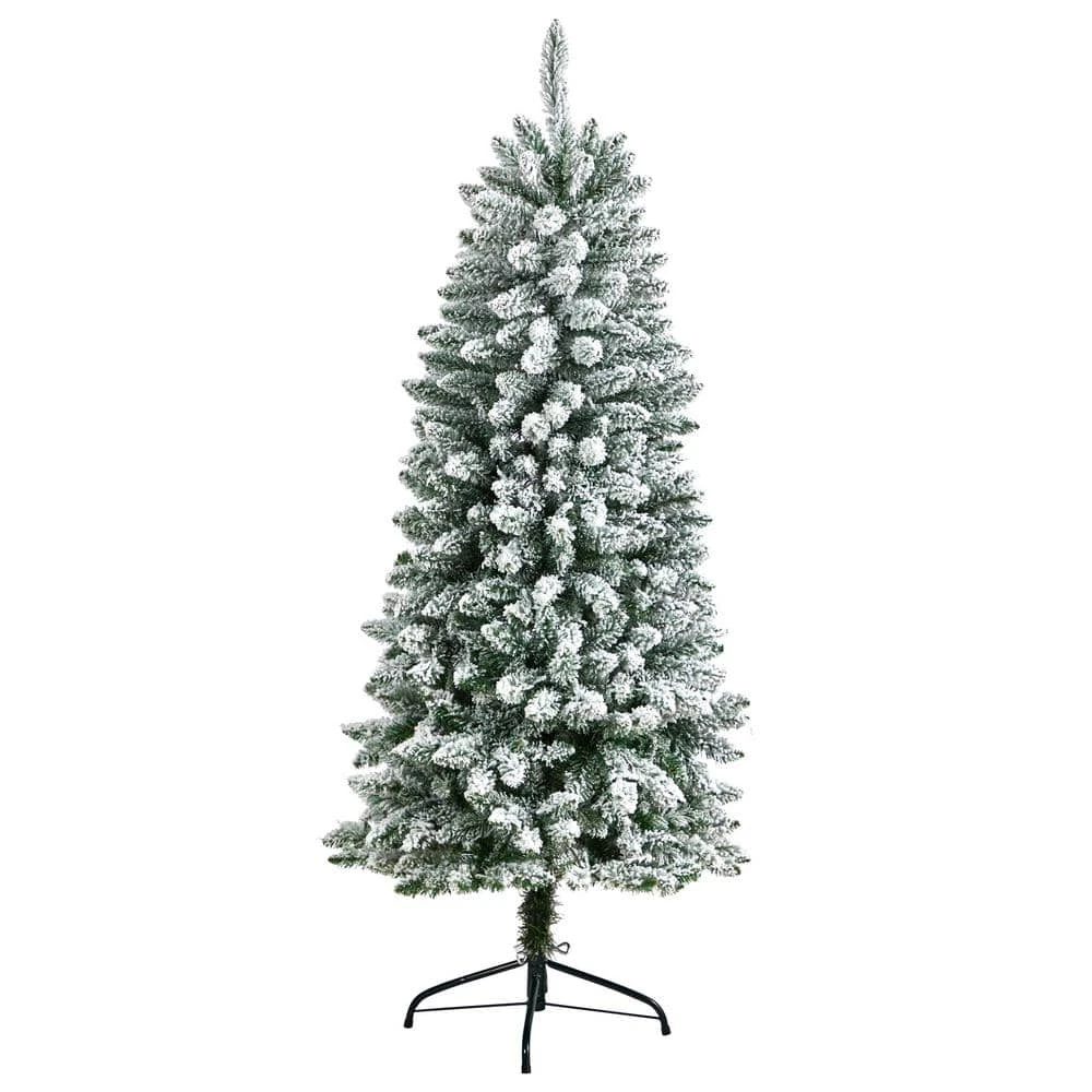 5 Ft. Pre-Lit LED Slim Flocked Montreal Fir Artificial Christmas Tree With 150 Warm White Lights 7 5 Ft. Pre-Lit LED Slim Flocked Montreal Fir Artificial Christmas Tree With 150 Warm White Lights - Image 5