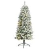 5 Ft. Pre-Lit LED Slim Flocked Montreal Fir Artificial Christmas Tree With 150 Warm White Lights -Christmas Gift Shop nearly natural pre lit christmas trees t3309 64 1000