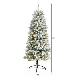 5 Ft. Pre-Lit LED Slim Flocked Montreal Fir Artificial Christmas Tree With 150 Warm White Lights 15 5 Ft. Pre-Lit LED Slim Flocked Montreal Fir Artificial Christmas Tree With 150 Warm White Lights -Christmas Gift Shop nearly natural pre lit christmas trees t3309 c3 1000