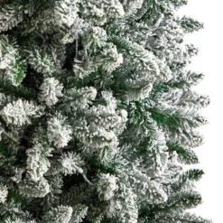 7 Ft. Pre-Lit LED Slim Flocked Montreal Fir Artificial Christmas Tree With 300 Warm White Lights -Christmas Gift Shop nearly natural pre lit christmas trees t3311 44 1000