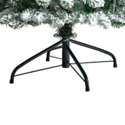 7 Ft. Pre-Lit LED Slim Flocked Montreal Fir Artificial Christmas Tree With 300 Warm White Lights -Christmas Gift Shop nearly natural pre lit christmas trees t3311 fa 1000