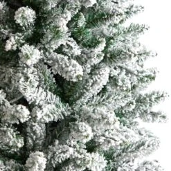 8 Ft. Pre-Lit LED Slim Flocked Montreal Fir Artificial Christmas Tree With 400 Warm White Lights 14 8 Ft. Pre-Lit LED Slim Flocked Montreal Fir Artificial Christmas Tree With 400 Warm White Lights -Christmas Gift Shop nearly natural pre lit christmas trees t3312 44 1000