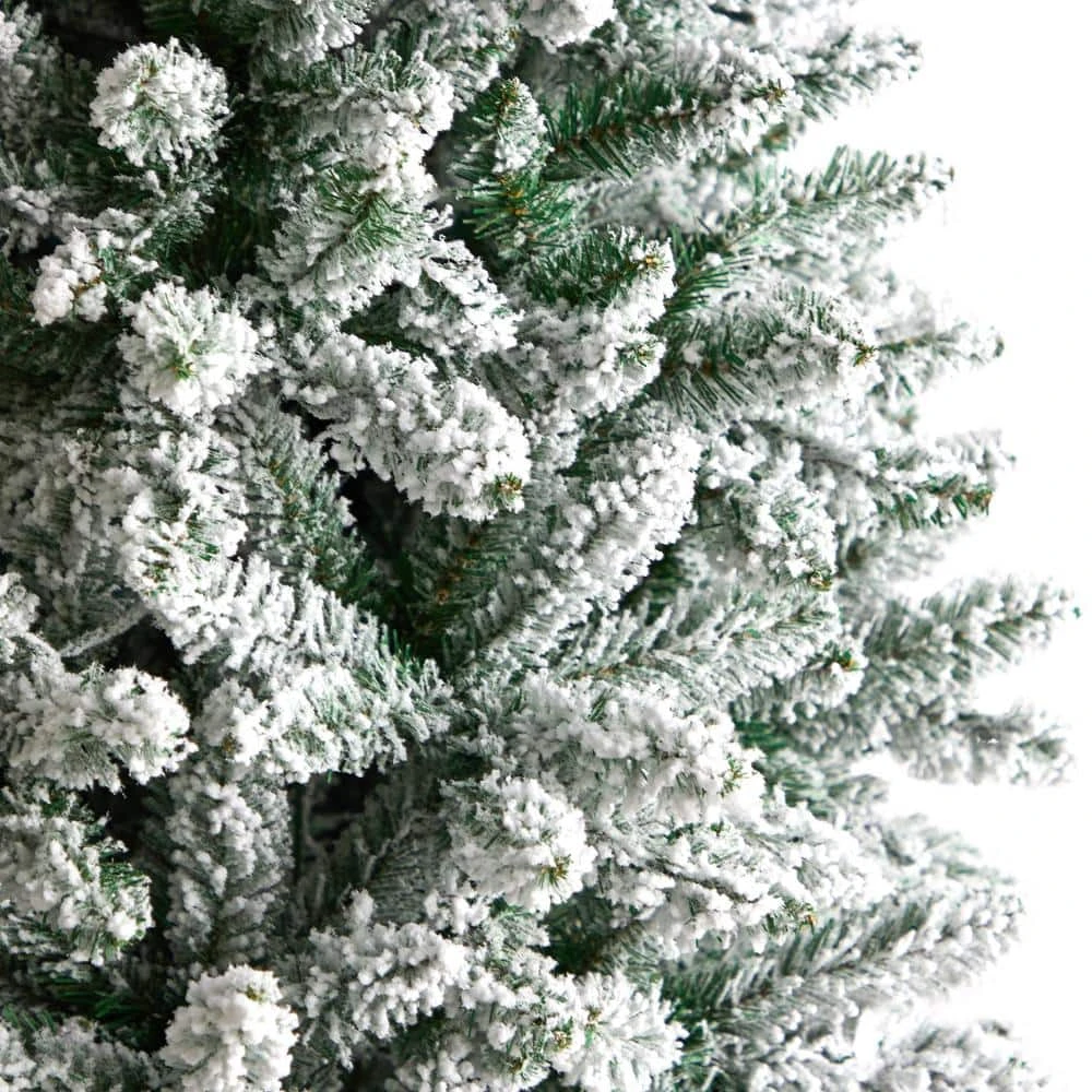 8 Ft. Pre-Lit LED Slim Flocked Montreal Fir Artificial Christmas Tree With 400 Warm White Lights 7 8 Ft. Pre-Lit LED Slim Flocked Montreal Fir Artificial Christmas Tree With 400 Warm White Lights - Image 5