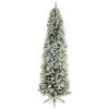 8 Ft. Pre-Lit LED Slim Flocked Montreal Fir Artificial Christmas Tree With 400 Warm White Lights -Christmas Gift Shop nearly natural pre lit christmas trees t3312 64 1000