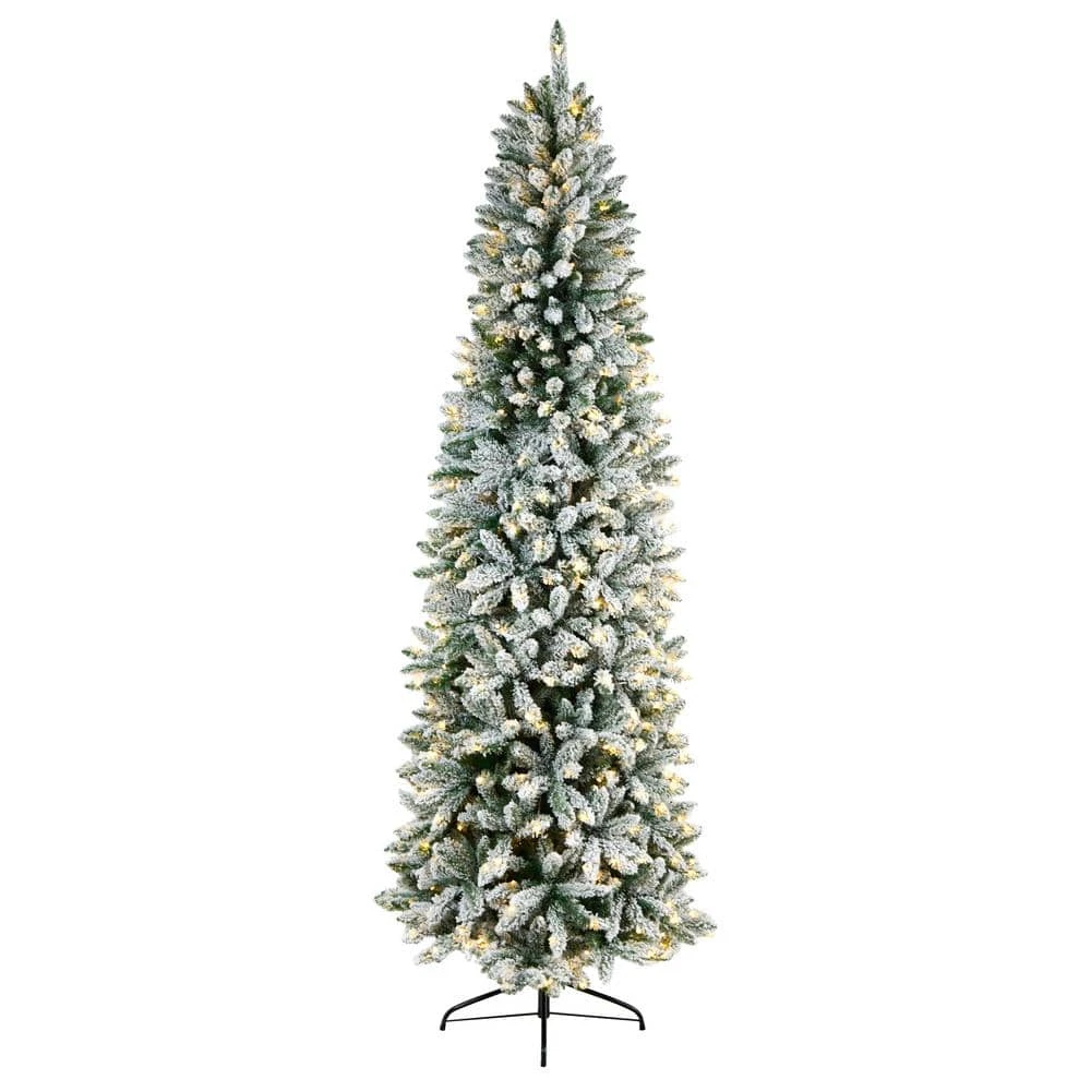 8 Ft. Pre-Lit LED Slim Flocked Montreal Fir Artificial Christmas Tree With 400 Warm White Lights 3 8 Ft. Pre-Lit LED Slim Flocked Montreal Fir Artificial Christmas Tree With 400 Warm White Lights
