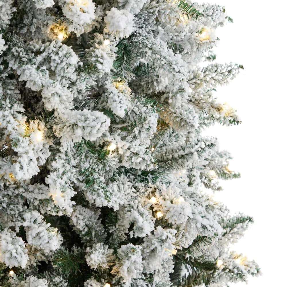 9 Ft. Pre-Lit LED Slim Flocked Montreal Fir Artificial Christmas Tree With 600 Warm White Lights 9 9 Ft. Pre-Lit LED Slim Flocked Montreal Fir Artificial Christmas Tree With 600 Warm White Lights - Image 7