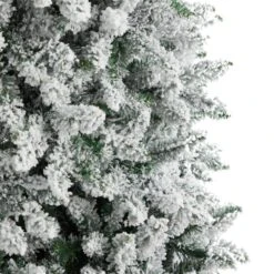 9 Ft. Pre-Lit LED Slim Flocked Montreal Fir Artificial Christmas Tree With 600 Warm White Lights 20 9 Ft. Pre-Lit LED Slim Flocked Montreal Fir Artificial Christmas Tree With 600 Warm White Lights -Christmas Gift Shop nearly natural pre lit christmas trees t3313 44 1000
