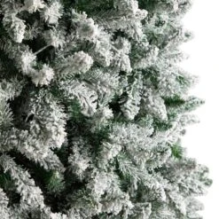 10 Ft. Pre-Lit LED Slim Flocked Montreal Fir Artificial Christmas Tree With 800 Warm White Lights -Christmas Gift Shop nearly natural pre lit christmas trees t3314 44 1000