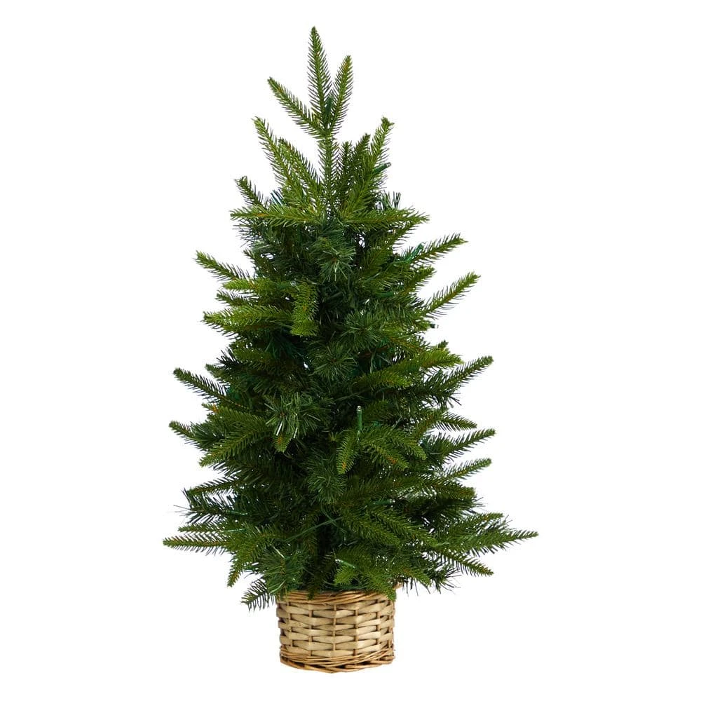 2 Ft. Artificial Christmas Tree With 35 Clear LED Lights In Decorative Basket 6 2 Ft. Artificial Christmas Tree With 35 Clear LED Lights In Decorative Basket - Image 4
