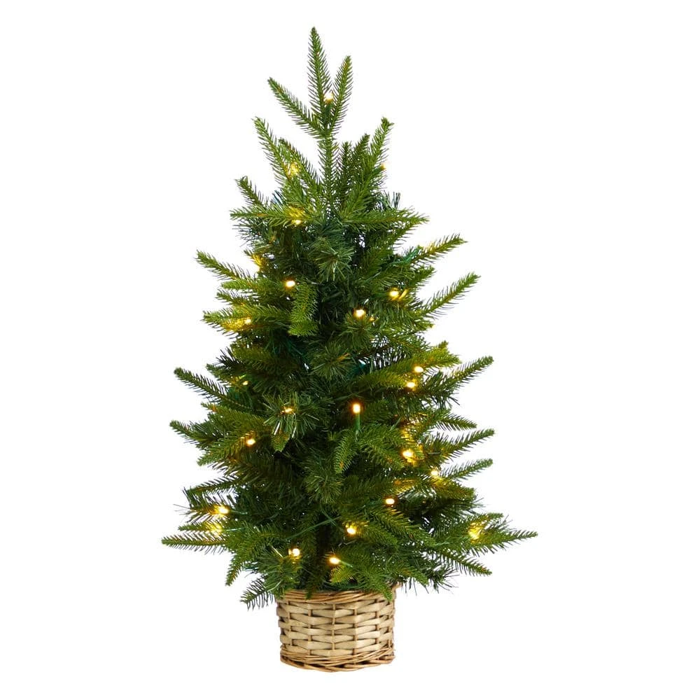 2 Ft. Artificial Christmas Tree With 35 Clear LED Lights In Decorative Basket 3 2 Ft. Artificial Christmas Tree With 35 Clear LED Lights In Decorative Basket