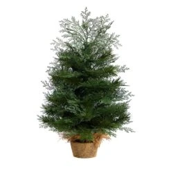2 Ft. Artificial Christmas Tree In Burlap Base With 35 Warm White LED Lights -Christmas Gift Shop nearly natural pre lit christmas trees t3327 4f 1000