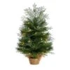 2 Ft. Artificial Christmas Tree In Burlap Base With 35 Warm White LED Lights -Christmas Gift Shop nearly natural pre lit christmas trees t3327 64 1000