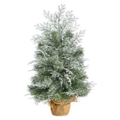 2 Ft. Winter Frosted Artificial Christmas Tree With 35 LED Lights In Burlap Base -Christmas Gift Shop nearly natural pre lit christmas trees t3328 4f 1000