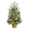2 Ft. Winter Frosted Artificial Christmas Tree With 35 LED Lights In Burlap Base -Christmas Gift Shop nearly natural pre lit christmas trees t3328 64 1000