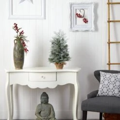 2 Ft. Winter Frosted Artificial Christmas Tree With 35 LED Lights In Burlap Base -Christmas Gift Shop nearly natural pre lit christmas trees t3328 fa 1000