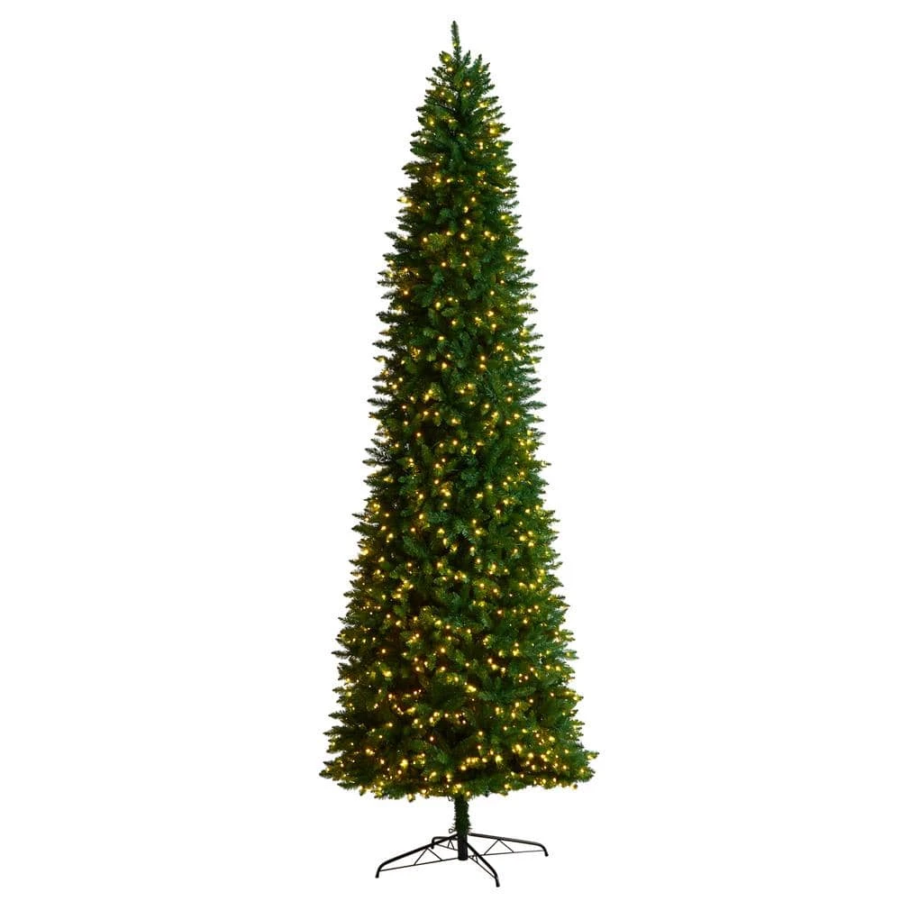 11 Ft. Green Pre-Lit LED Slim Mountain Pine Artificial Christmas Tree With 950 Clear Lights 3 11 Ft. Green Pre-Lit LED Slim Mountain Pine Artificial Christmas Tree With 950 Clear Lights
