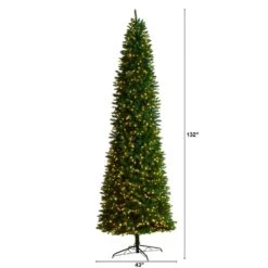 11 Ft. Green Pre-Lit LED Slim Mountain Pine Artificial Christmas Tree With 950 Clear Lights 17 11 Ft. Green Pre-Lit LED Slim Mountain Pine Artificial Christmas Tree With 950 Clear Lights -Christmas Gift Shop nearly natural pre lit christmas trees t3329 c3 1000
