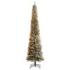 10 Ft. Pre-Lit LED Flocked Pencil Artificial Christmas Tree With 700 Clear Lights And 1145 Bendable Branches 2 10 Ft. Pre-Lit LED Flocked Pencil Artificial Christmas Tree With 700 Clear Lights And 1145 Bendable Branches -Christmas Gift Shop nearly natural pre lit christmas trees t3331 64 1000