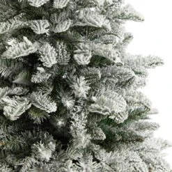 4 Ft. Flocked North Carolina Fir Artificial Christmas Tree With 250 Warm White Lights And 779 Bendable Branches -Christmas Gift Shop nearly natural pre lit christmas trees t3334 44 1000