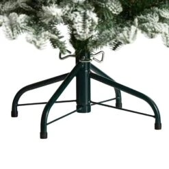 4 Ft. Flocked North Carolina Fir Artificial Christmas Tree With 250 Warm White Lights And 779 Bendable Branches -Christmas Gift Shop nearly natural pre lit christmas trees t3334 fa 1000