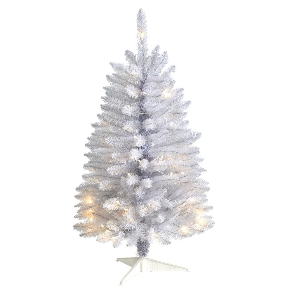 3 Ft. Slim White Artificial Christmas Tree With 50 Warm White LED Lights And 161 Bendable Branches 3 3 Ft. Slim White Artificial Christmas Tree With 50 Warm White LED Lights And 161 Bendable Branches