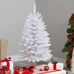 3 Ft. Slim White Artificial Christmas Tree With 50 Warm White LED Lights And 161 Bendable Branches 16 3 Ft. Slim White Artificial Christmas Tree With 50 Warm White LED Lights And 161 Bendable Branches -Christmas Gift Shop nearly natural pre lit christmas trees t3357 76 1000