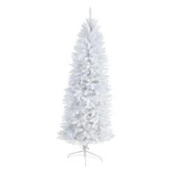 6 Ft. White Pre-Lit LED Slim Artificial Christmas Tree With 250 Warm White Lights -Christmas Gift Shop nearly natural pre lit christmas trees t3360 4f 1000
