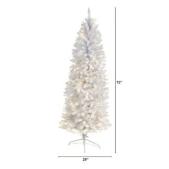 6 Ft. White Pre-Lit LED Slim Artificial Christmas Tree With 250 Warm White Lights -Christmas Gift Shop nearly natural pre lit christmas trees t3360 c3 1000