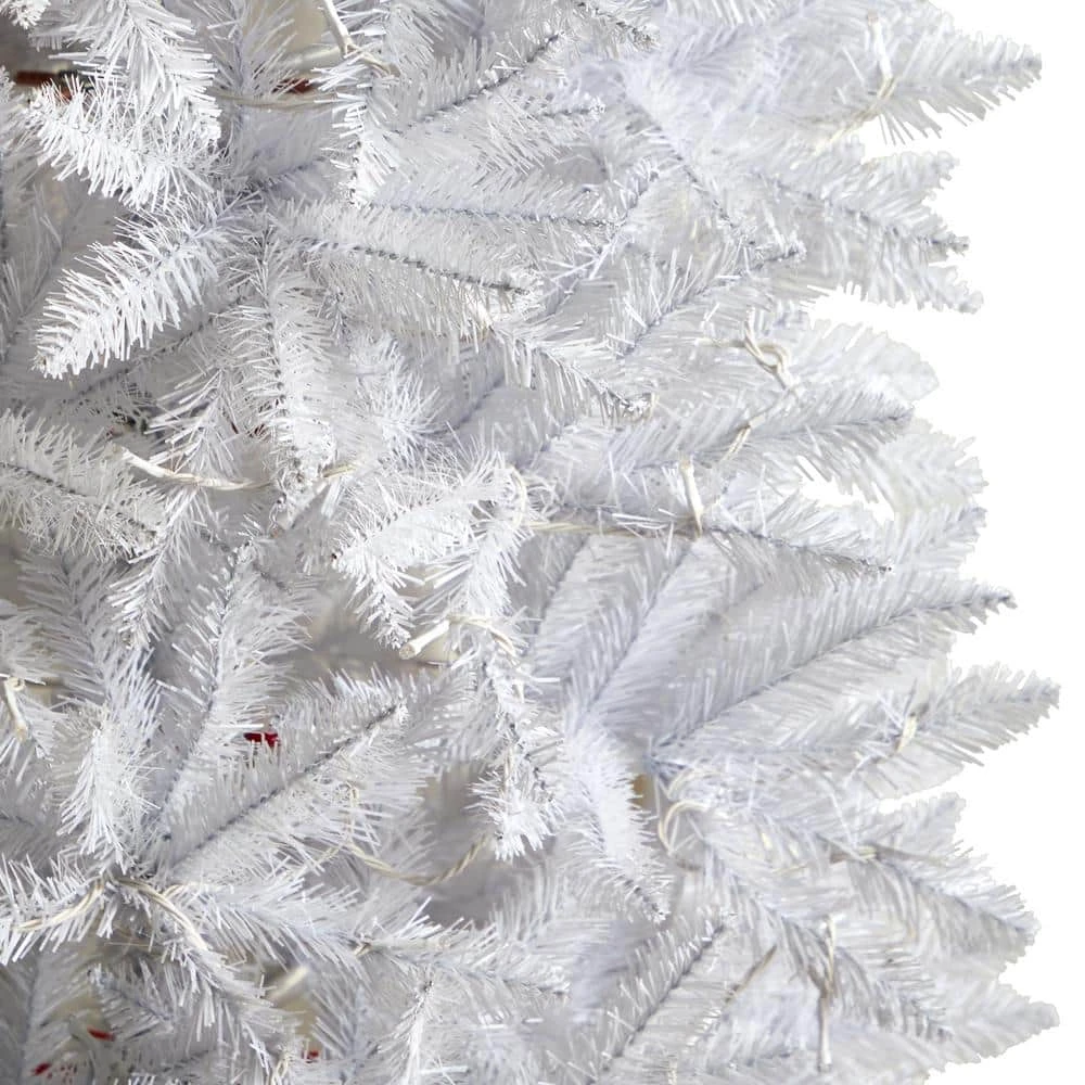 7 Ft. White Pre-Lit LED Slim Artificial Christmas Tree With 300 Warm White Lights 9 7 Ft. White Pre-Lit LED Slim Artificial Christmas Tree With 300 Warm White Lights - Image 7