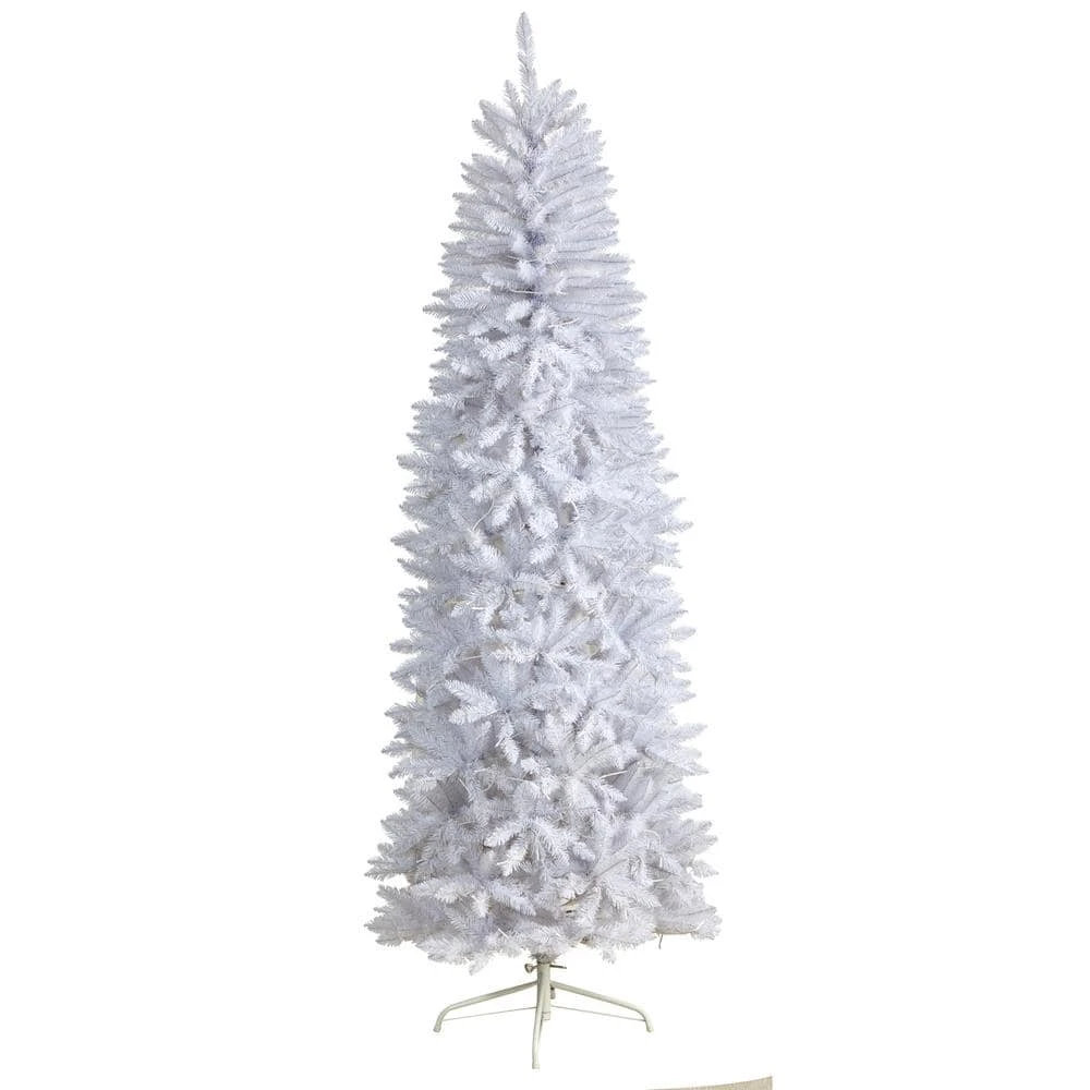 7 Ft. White Pre-Lit LED Slim Artificial Christmas Tree With 300 Warm White Lights 7 7 Ft. White Pre-Lit LED Slim Artificial Christmas Tree With 300 Warm White Lights - Image 5
